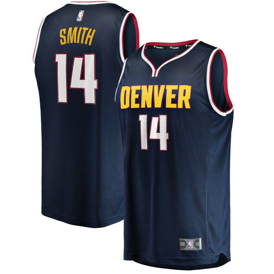 Men Denver Nuggets #14 Ish Smith Fanatics Branded Navy Fast Break Replica NBA Jersey->denver nuggets->NBA Jersey